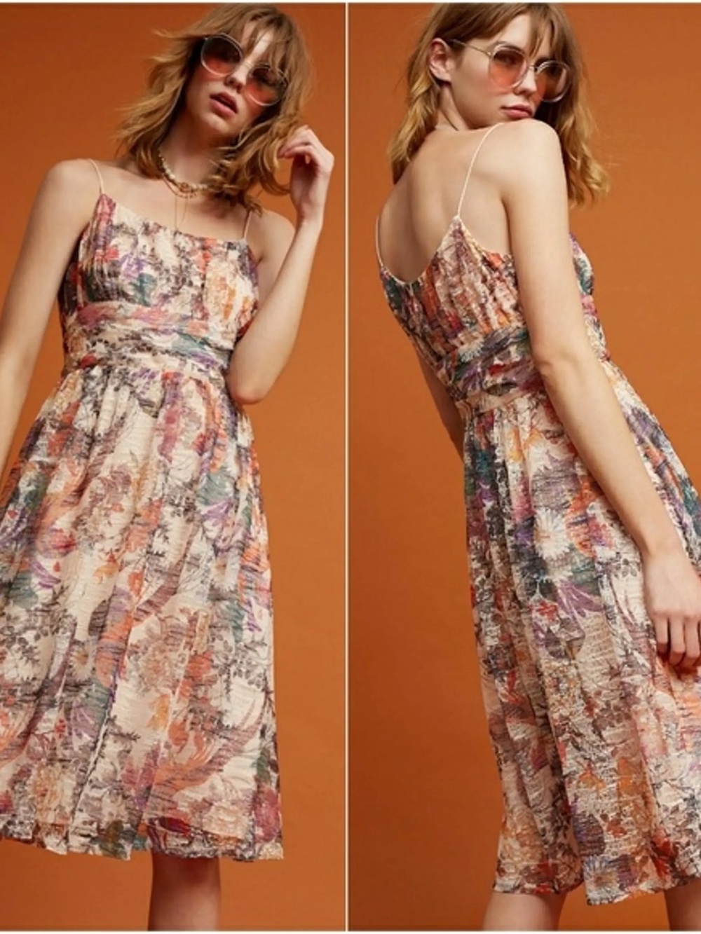 Anthropologie Maeve Mackenzie Floral Lace Watercolor Dress Sz 2